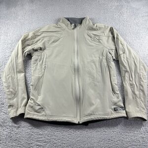 REI Softshell Fleece‎ Lined Jacket Womens Medium Taupe Beige Earth Tones Hiking